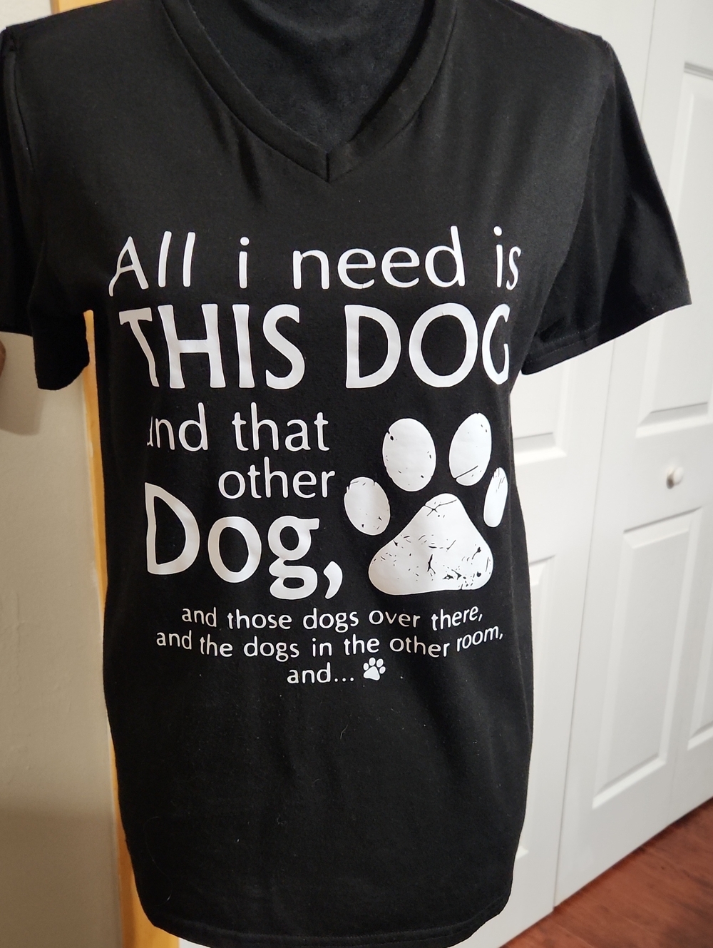 Black V-Neck DOG LOVER Graphic Tee